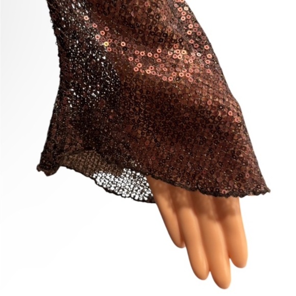 NWOT FREE PEOPLE Intimately Long Sleeve Brown Sequin Bling
Dance Party Top Large - Picture 8 of 11